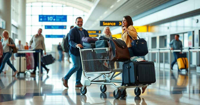 Carrinho de mala aeroporto que facilita sua viagem